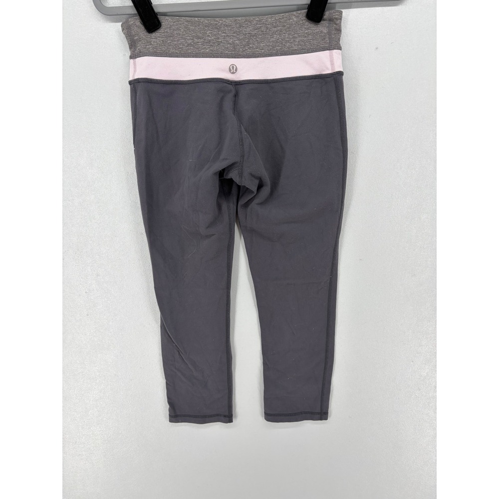 Lululemon Womens Leggings Gray Pink Colorblock Cropped Yoga 2 - Picture 3 of 4